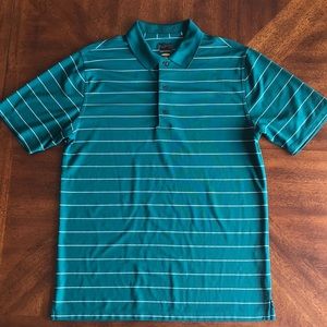 Greg Norman Green Striped Polo Shirt M